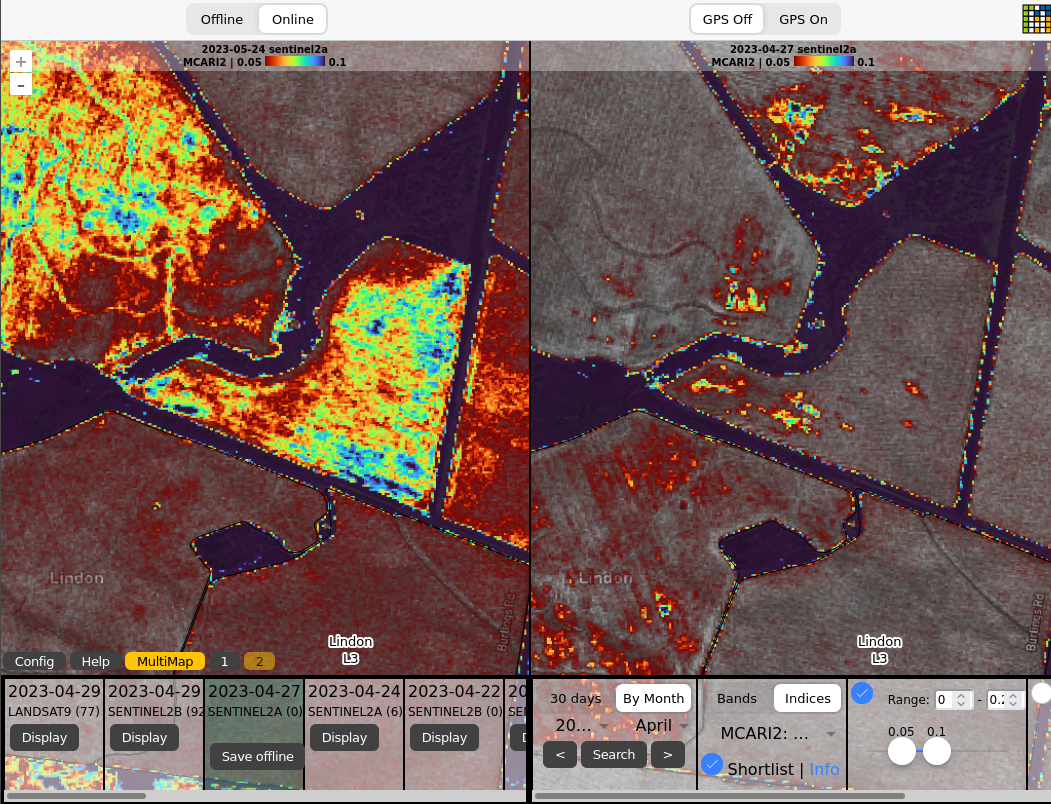 Comparison of pre-planting and post-planting imagery